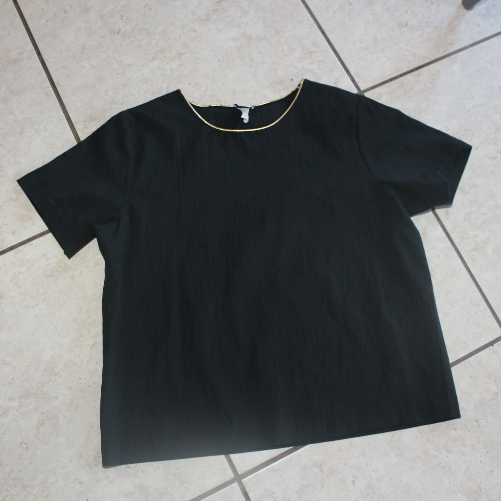 Black Blouse with gold trim